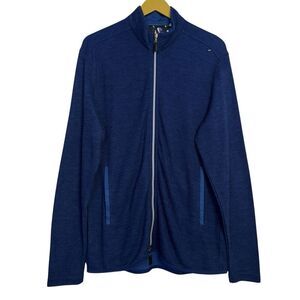 Robert Graham Mens Mosen Knit Full Zip Jacket Size L Blue Classic Fit Preppy